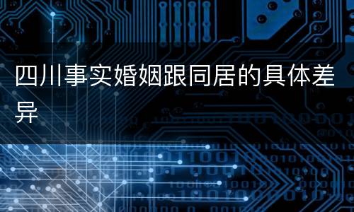 四川事实婚姻跟同居的具体差异