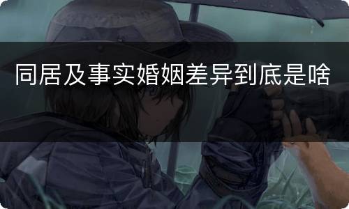 同居及事实婚姻差异到底是啥