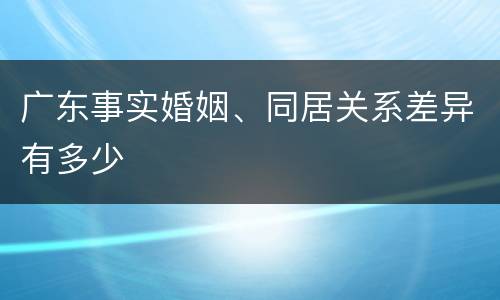 广东事实婚姻、同居关系差异有多少