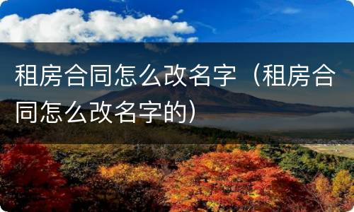 租房合同怎么改名字（租房合同怎么改名字的）