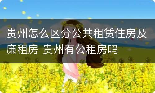贵州怎么区分公共租赁住房及廉租房 贵州有公租房吗