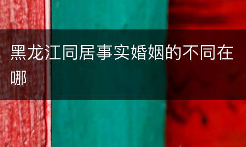 黑龙江同居事实婚姻的不同在哪