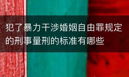 犯了暴力干涉婚姻自由罪规定的刑事量刑的标准有哪些