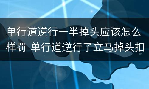 单行道逆行一半掉头应该怎么样罚 单行道逆行了立马掉头扣几分