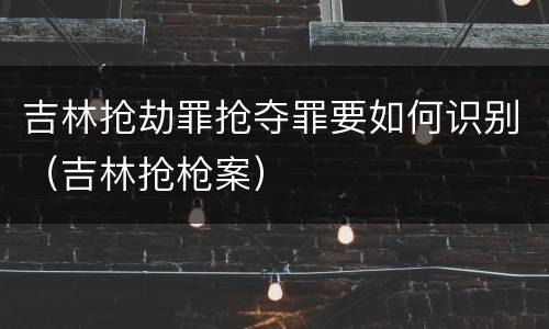 吉林抢劫罪抢夺罪要如何识别（吉林抢枪案）