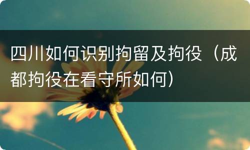 四川如何识别拘留及拘役（成都拘役在看守所如何）