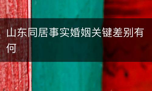山东同居事实婚姻关键差别有何