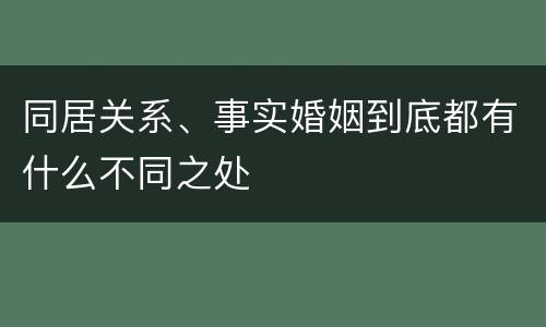 同居关系、事实婚姻到底都有什么不同之处
