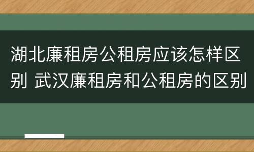 湖北廉租房公租房应该怎样区别 武汉廉租房和公租房的区别