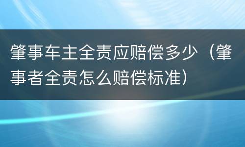 肇事车主全责应赔偿多少（肇事者全责怎么赔偿标准）
