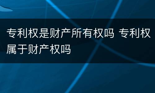 专利权是财产所有权吗 专利权属于财产权吗