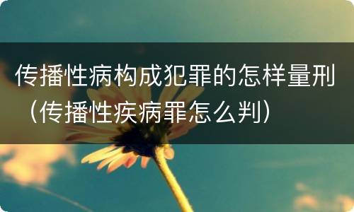 传播性病构成犯罪的怎样量刑（传播性疾病罪怎么判）