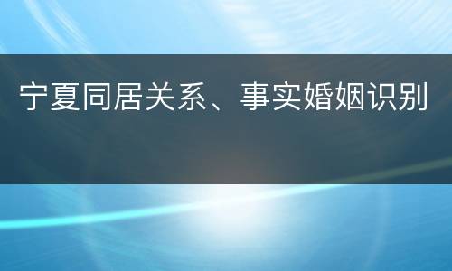 宁夏同居关系、事实婚姻识别