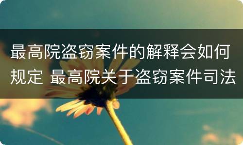 最高院盗窃案件的解释会如何规定 最高院关于盗窃案件司法解释