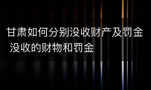 甘肃如何分别没收财产及罚金 没收的财物和罚金