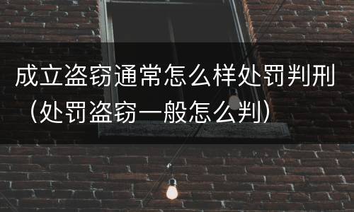成立盗窃通常怎么样处罚判刑（处罚盗窃一般怎么判）