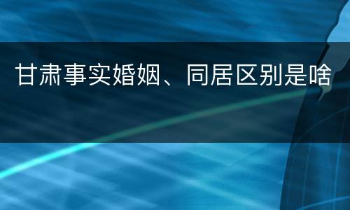 甘肃事实婚姻、同居区别是啥