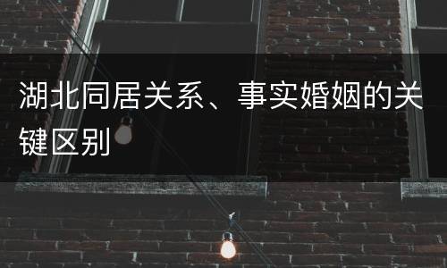 湖北同居关系、事实婚姻的关键区别