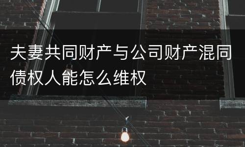 夫妻共同财产与公司财产混同债权人能怎么维权