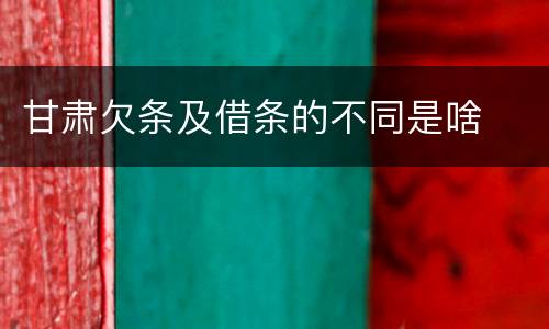 甘肃欠条及借条的不同是啥