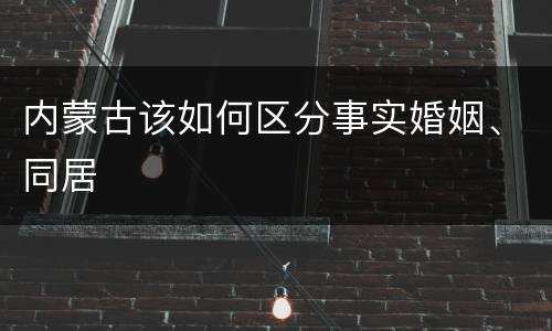 内蒙古该如何区分事实婚姻、同居