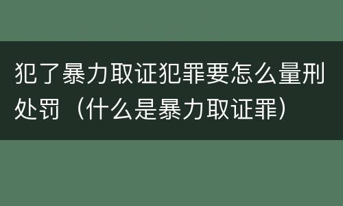 犯了暴力取证犯罪要怎么量刑处罚（什么是暴力取证罪）