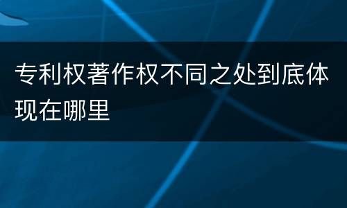 专利权著作权不同之处到底体现在哪里