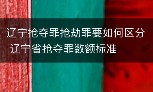 辽宁抢夺罪抢劫罪要如何区分 辽宁省抢夺罪数额标准