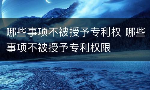 哪些事项不被授予专利权 哪些事项不被授予专利权限