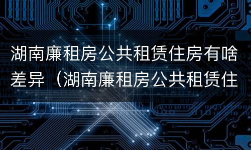 湖南廉租房公共租赁住房有啥差异（湖南廉租房公共租赁住房有啥差异嘛）