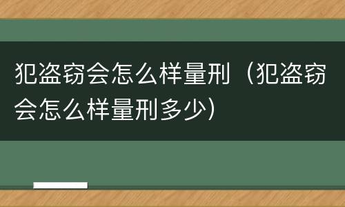 犯盗窃会怎么样量刑（犯盗窃会怎么样量刑多少）