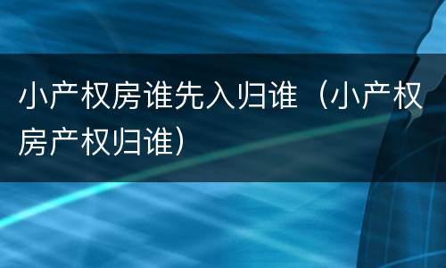 小产权房谁先入归谁（小产权房产权归谁）