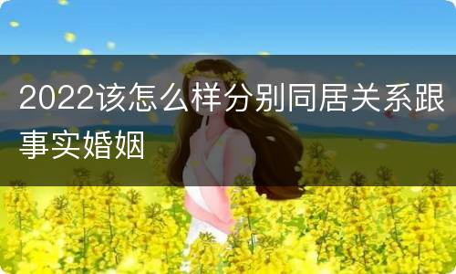 2022该怎么样分别同居关系跟事实婚姻