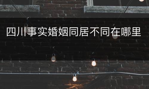 四川事实婚姻同居不同在哪里