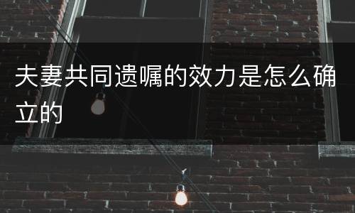 夫妻共同遗嘱的效力是怎么确立的
