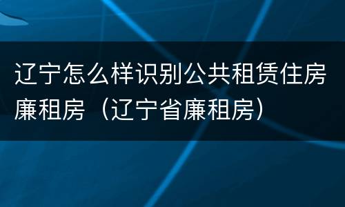 辽宁怎么样识别公共租赁住房廉租房（辽宁省廉租房）