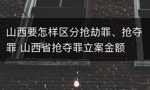 山西要怎样区分抢劫罪、抢夺罪 山西省抢夺罪立案金额