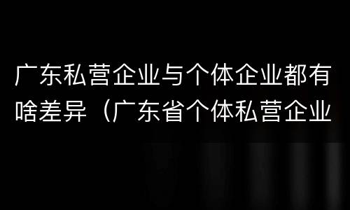 广东私营企业与个体企业都有啥差异（广东省个体私营企业协会）