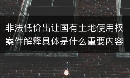 非法低价出让国有土地使用权案件解释具体是什么重要内容