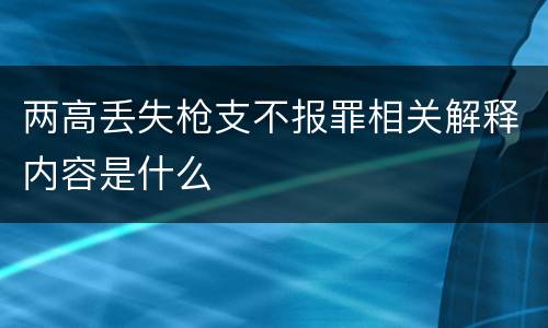 两高丢失枪支不报罪相关解释内容是什么
