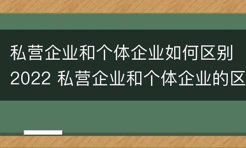 私营企业和个体企业如何区别2022 私营企业和个体企业的区别