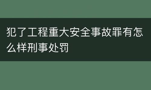 犯了工程重大安全事故罪有怎么样刑事处罚