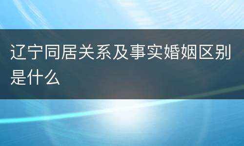 辽宁同居关系及事实婚姻区别是什么
