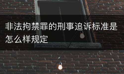 非法拘禁罪的刑事追诉标准是怎么样规定