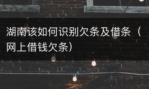 湖南该如何识别欠条及借条（网上借钱欠条）