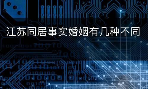江苏同居事实婚姻有几种不同