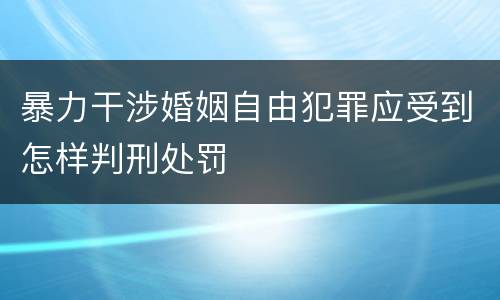 暴力干涉婚姻自由犯罪应受到怎样判刑处罚