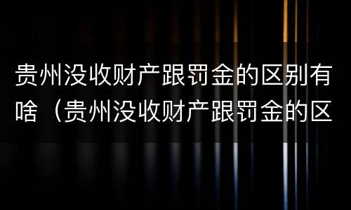 贵州没收财产跟罚金的区别有啥（贵州没收财产跟罚金的区别有啥关系）