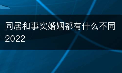 同居和事实婚姻都有什么不同2022