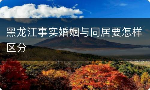 黑龙江事实婚姻与同居要怎样区分